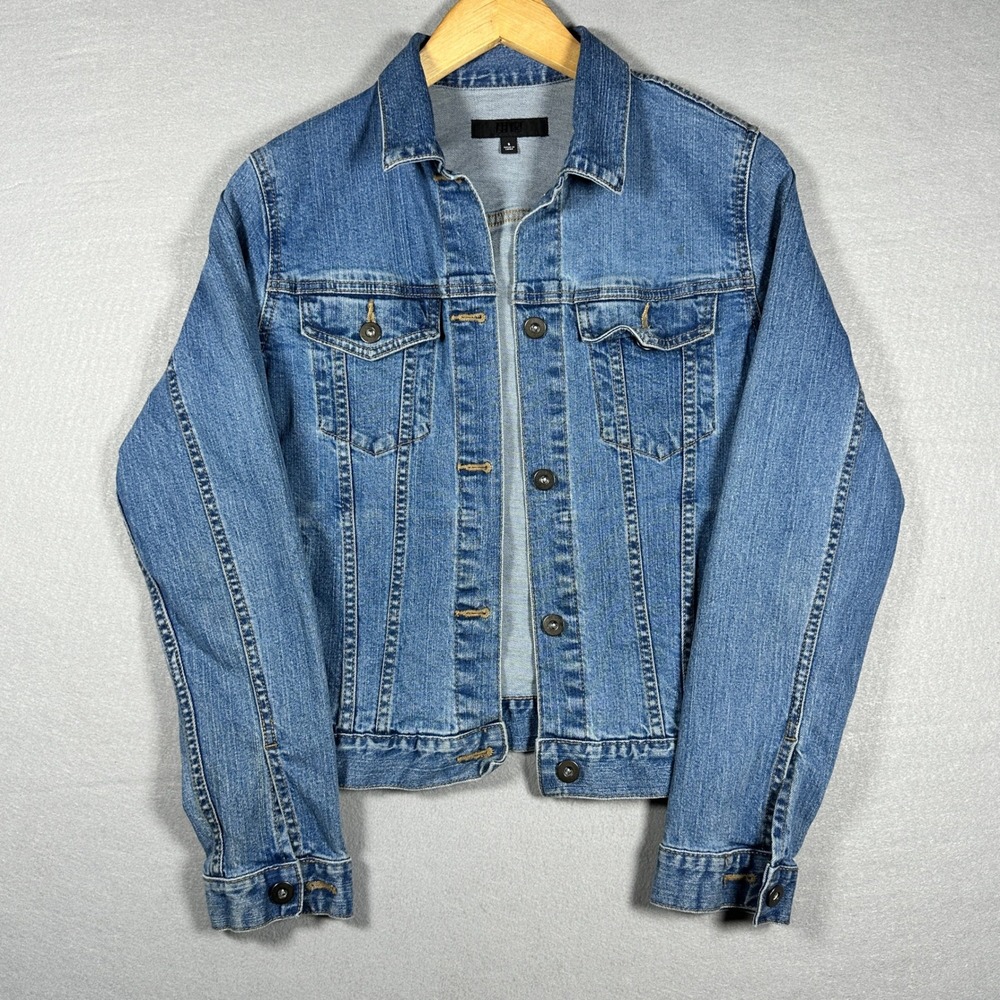 Uniqlo Women Medium Wash Denim Trucker Jacket Stretch Blue Size Small